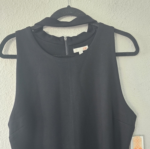 GB Dress Womens XL Black  Cut Out Neck Midi Length Goth Cocktail Party New - Picture 2 of 13